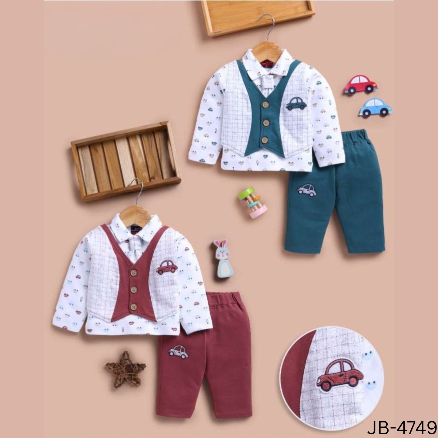 (JB-4749) Baby Boy 3PC Party Suit Full/Full (Up to 2 yrs)