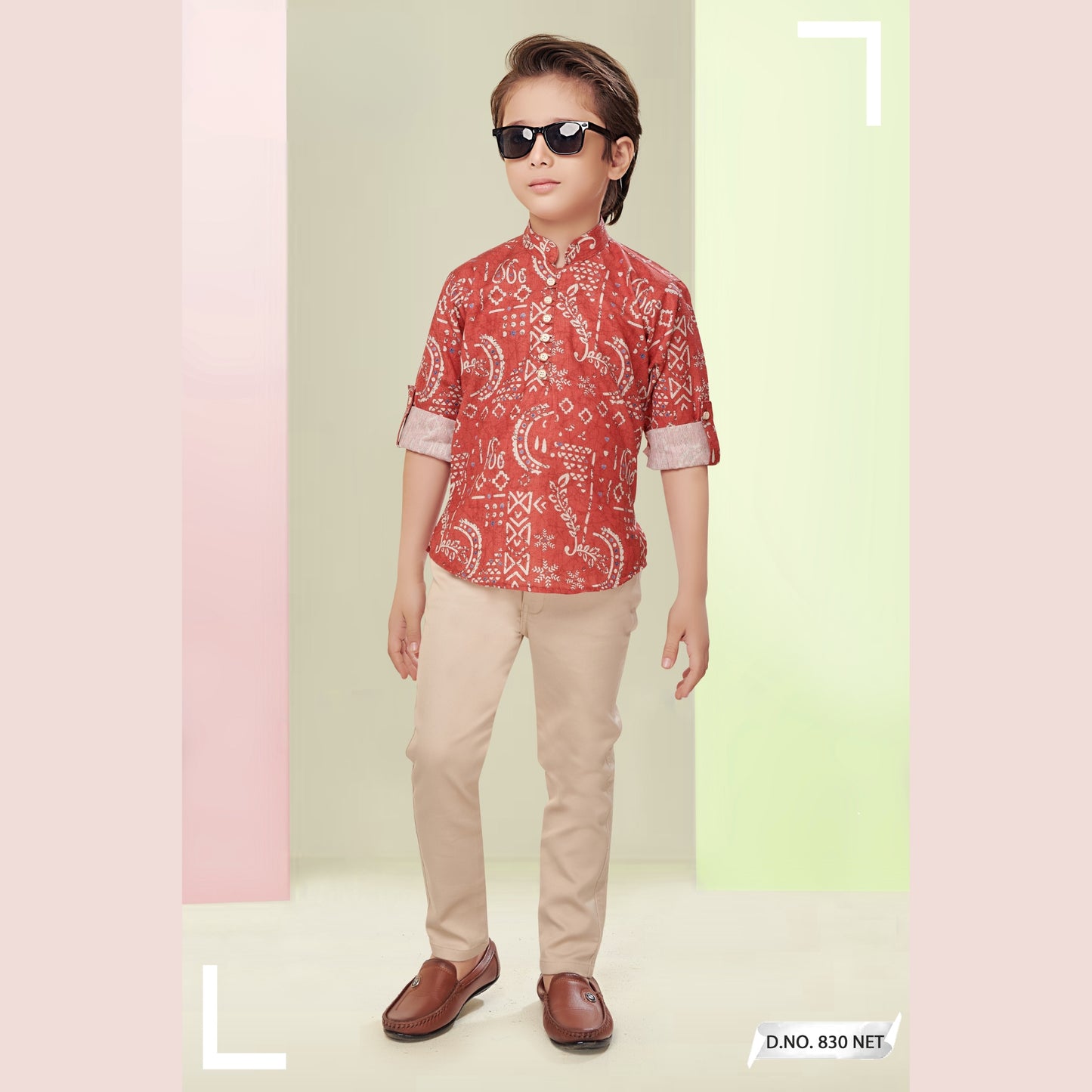 (FS-830) Boys printed shirt pant set 3 to 10 yrs