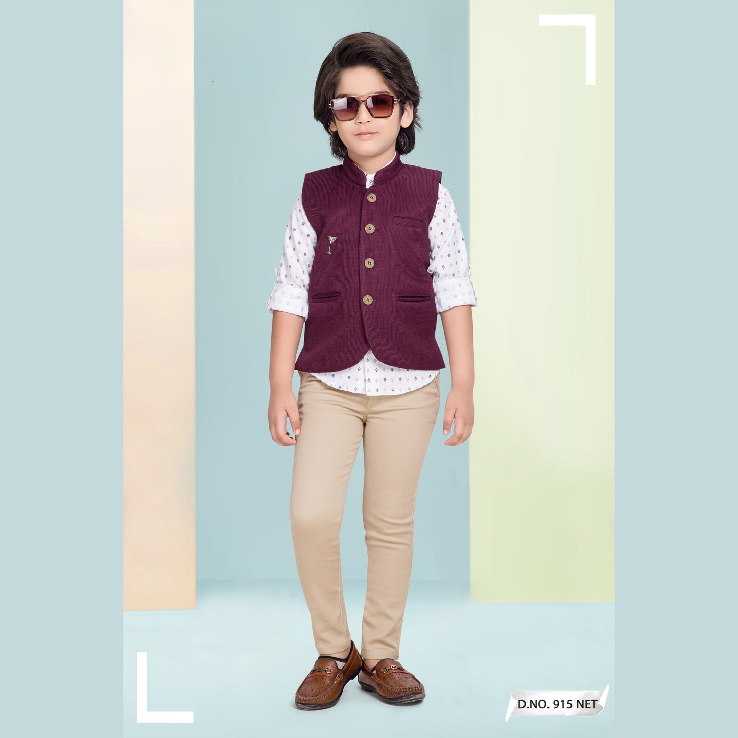 (FS-915) Boys 3 pc shirt jacket suit 3 to 10 yrs