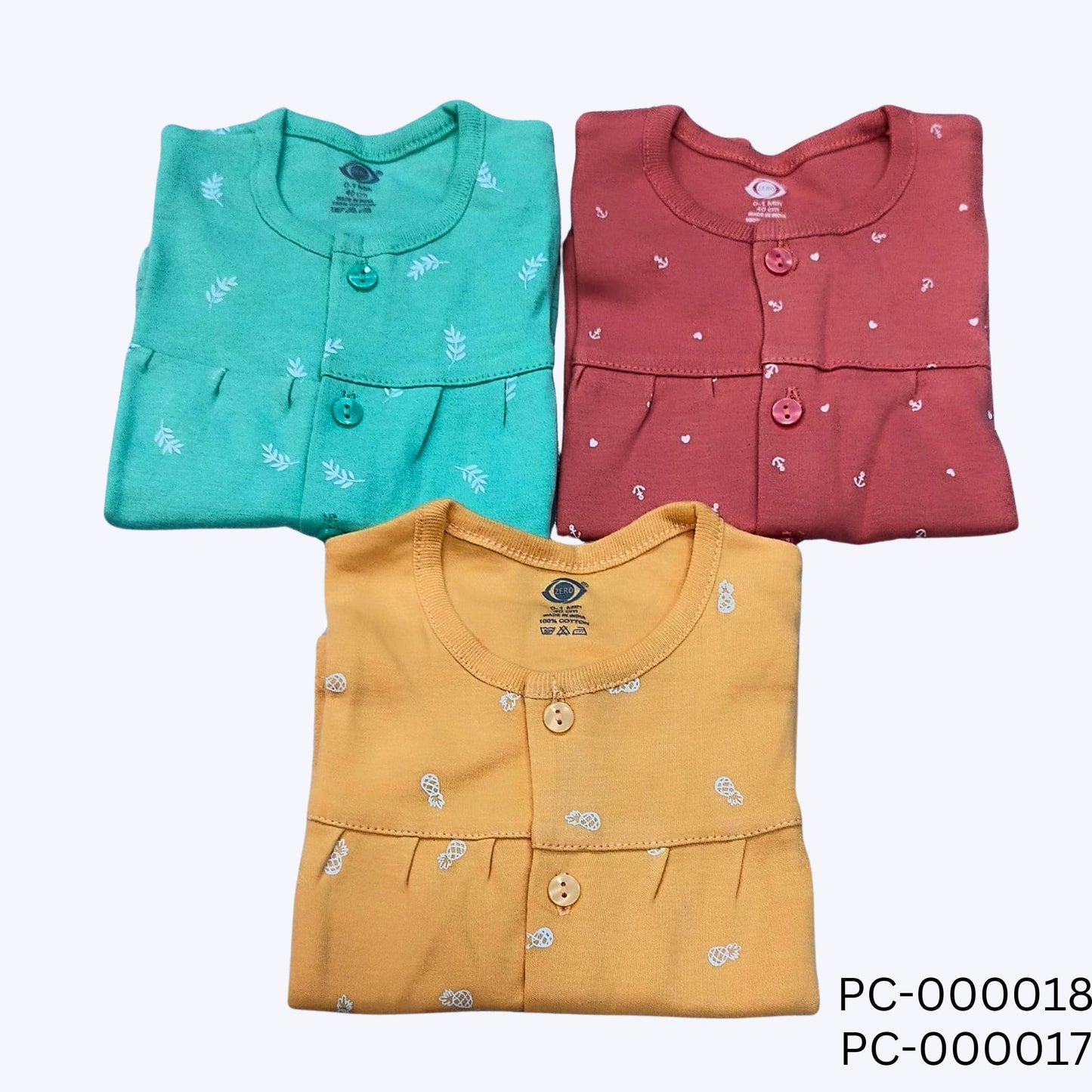 (PC-000017) Zero baby girls frocks 3 pc set (0-1 month)