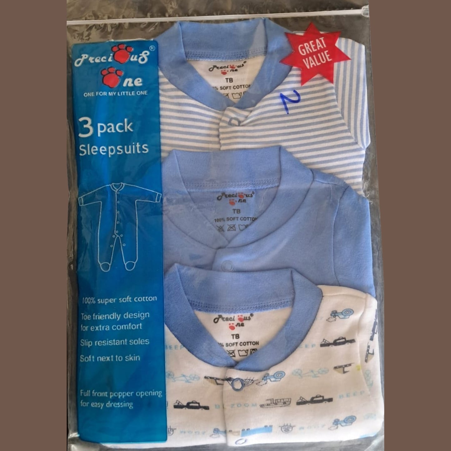 (PO-000037) Jumpsuit/Sleepsuit Tiny Baby/Preemie up to 6 months