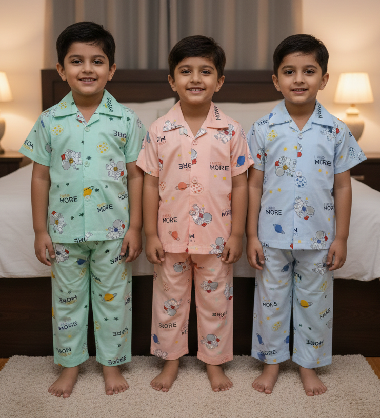 (CJ-0263) Natkhat Boys Half Sleeve Nightwear 1/6