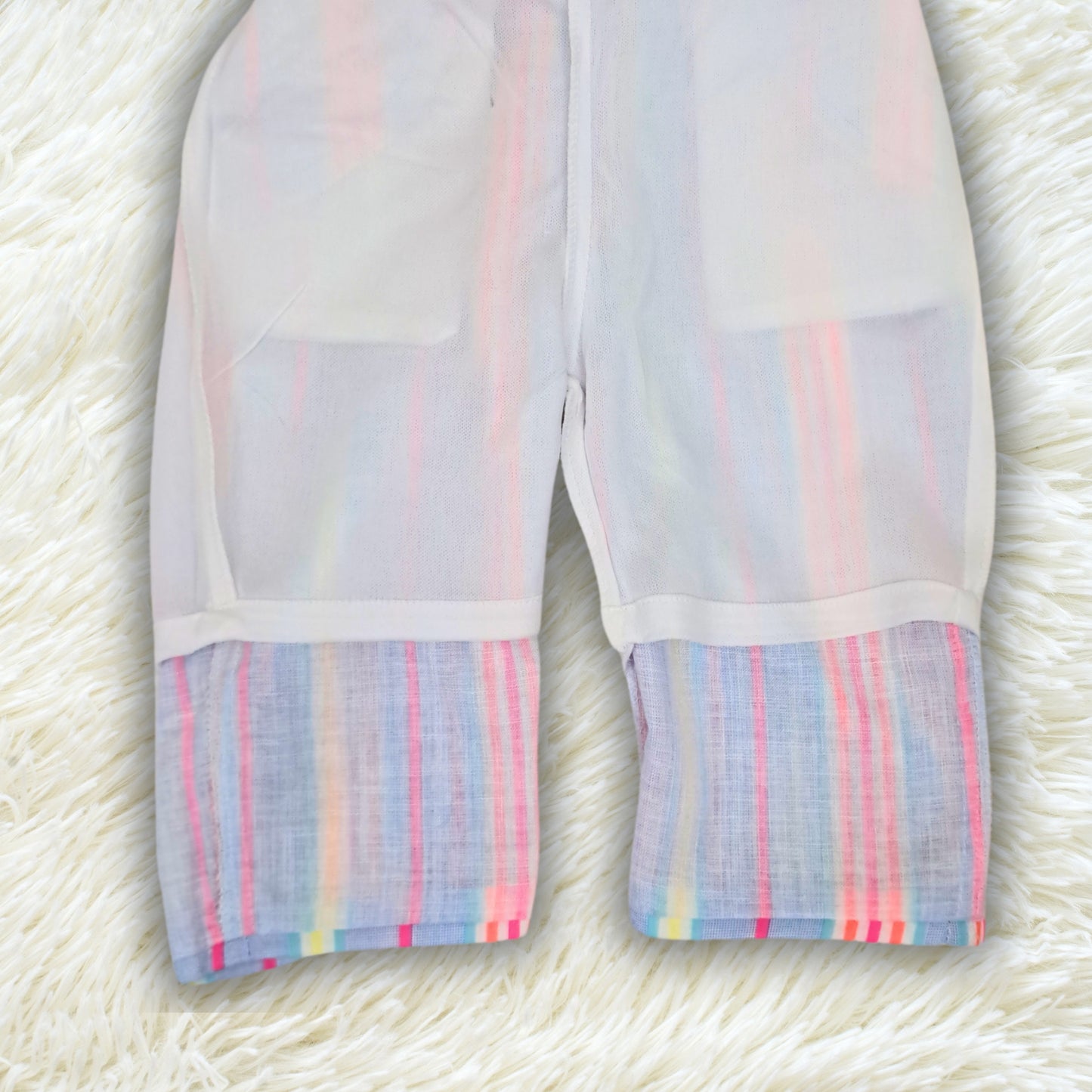 (RC-7749) Multi Color Frill Sleeve Striped Coord Set With Belt