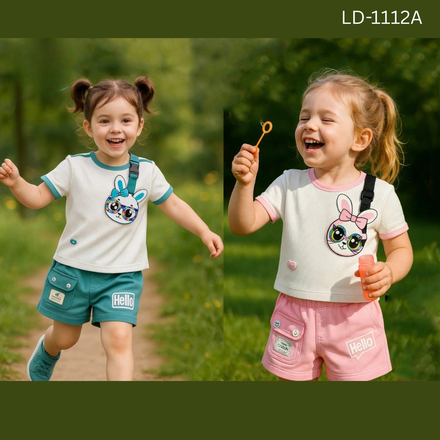 (LD1112A) GIRLS TOP SHORTS SET 16/26
