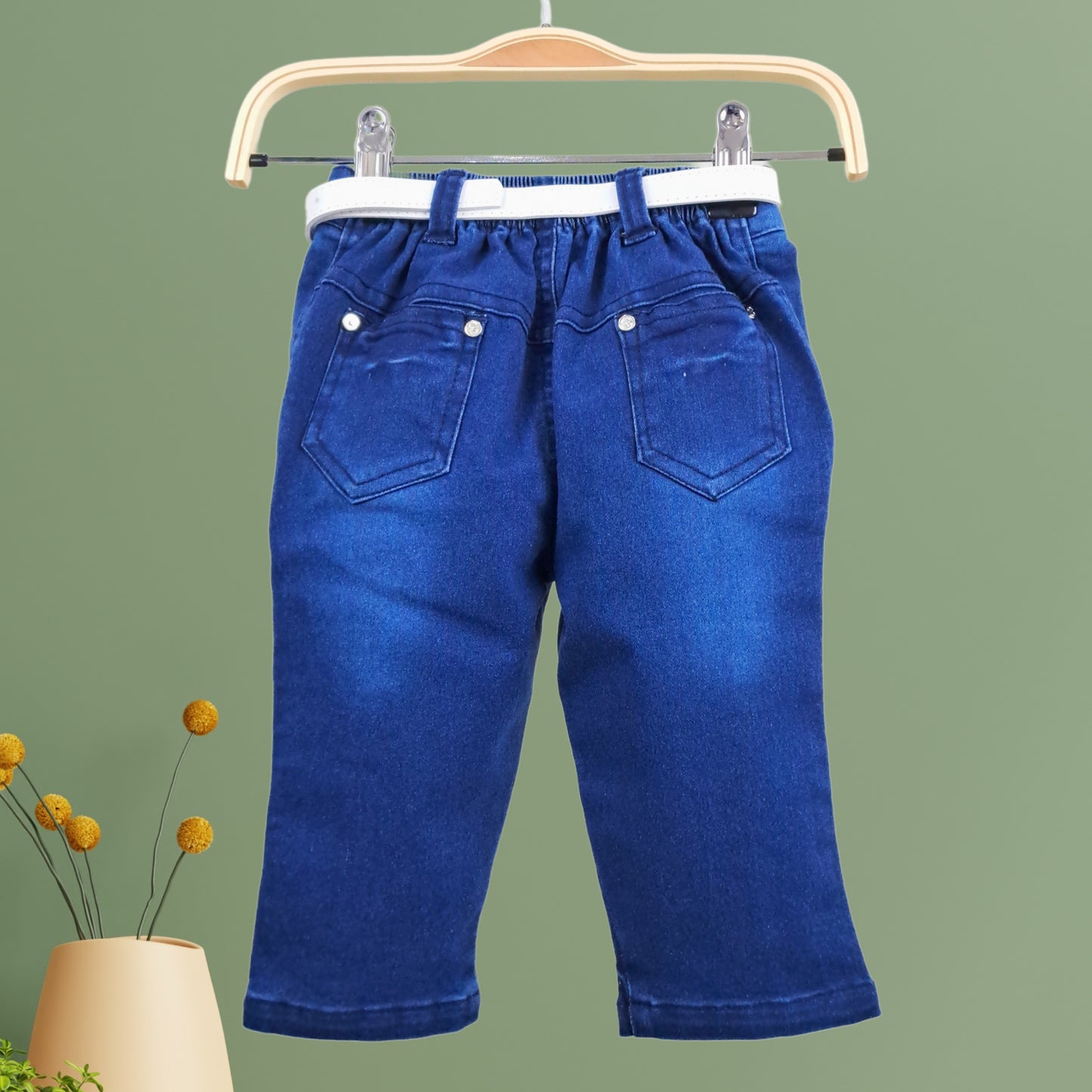 (RC-7754) Sea Green Sleeveless Pleated and Frill Border Top with Matching Capri Jeans