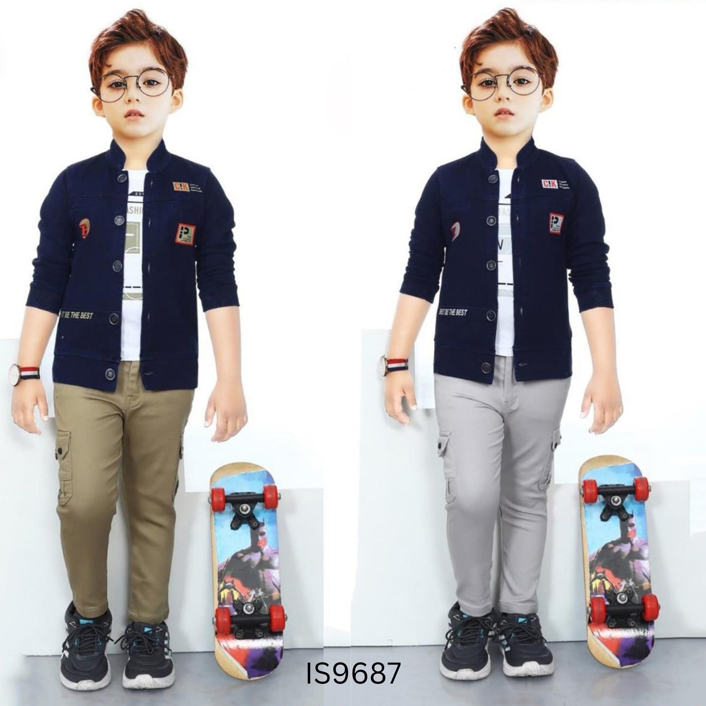 (IS9687) BOYS FULL JKT SET 3 to 8