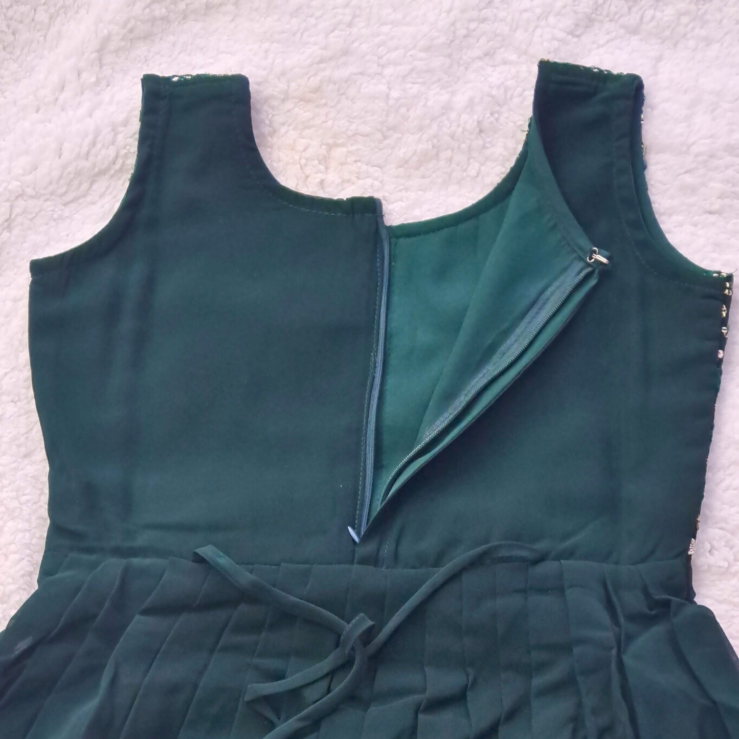 (AD-8992) Dark Green Ethnic Dress With Elegant Sequin Work and Rich Border