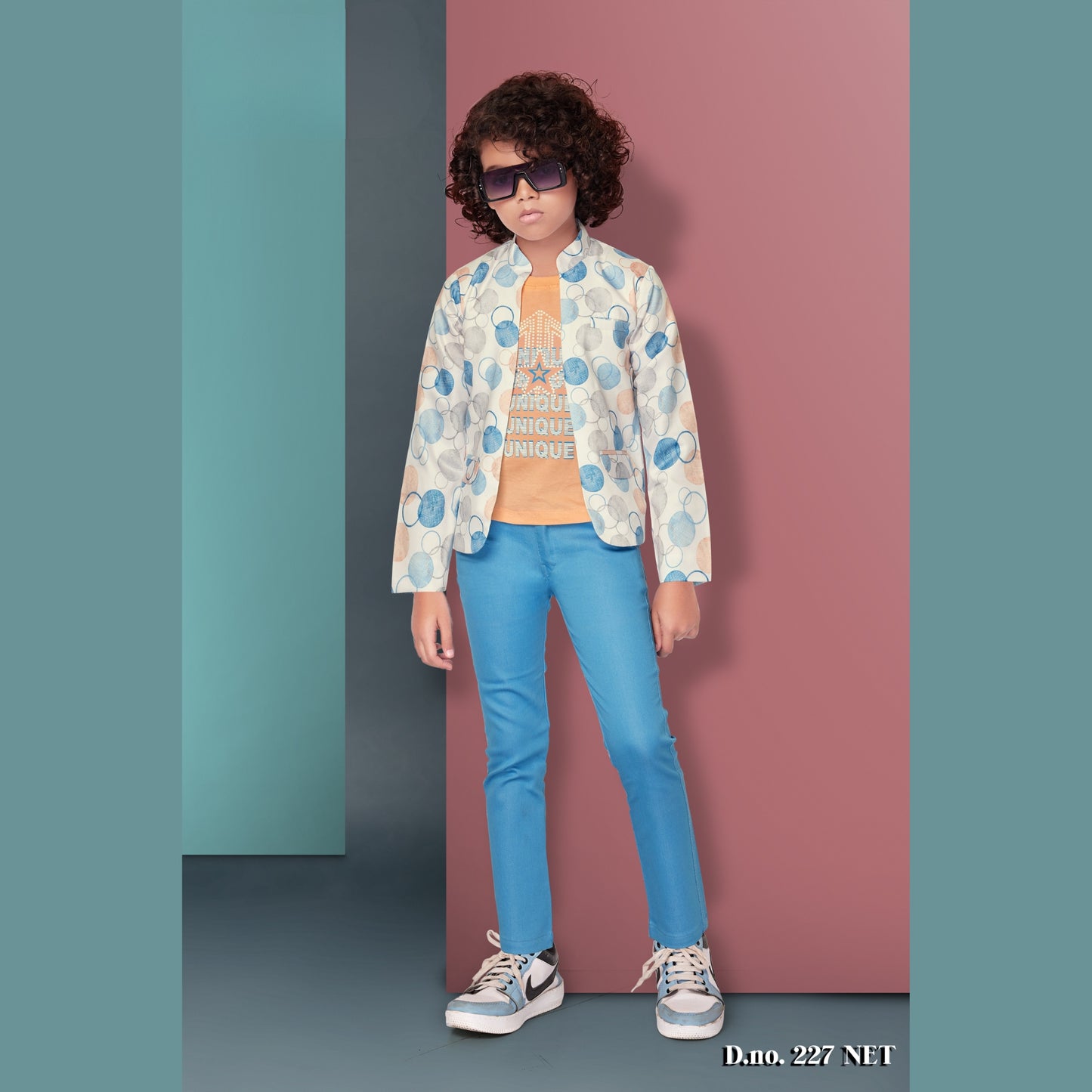 (FS-227) Boys 3 pc t shirt blazer suit 3 to 10 yrs