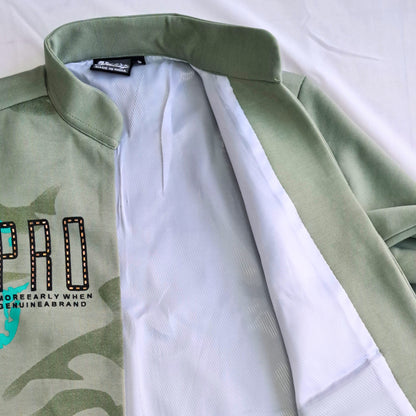 Full Sleeves Soft Olive Green Blazer with White T-shirt 3 Piece Trendy Party Suit with Graffiti