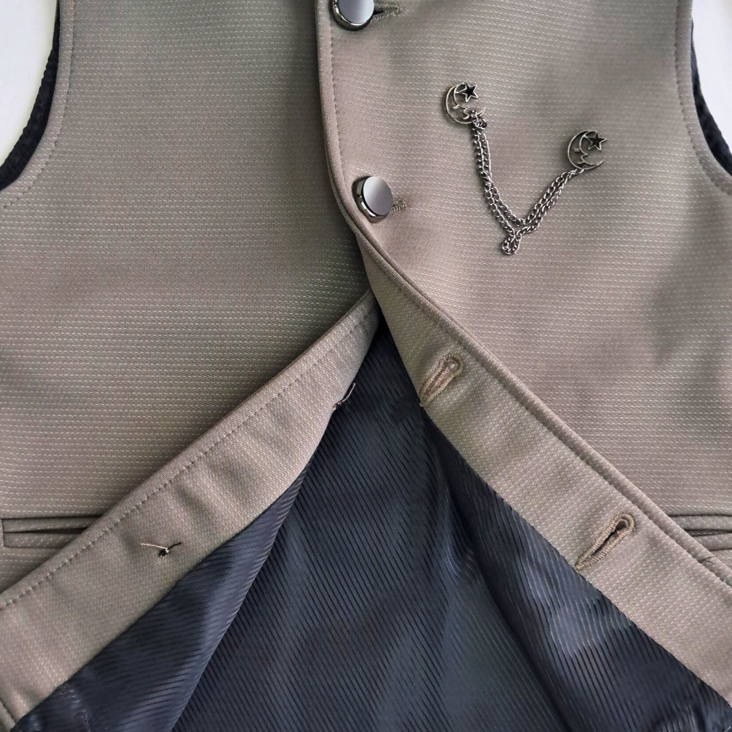 (OJ-FF7011) Grey and White Chinese Collar Party Jacket Suit