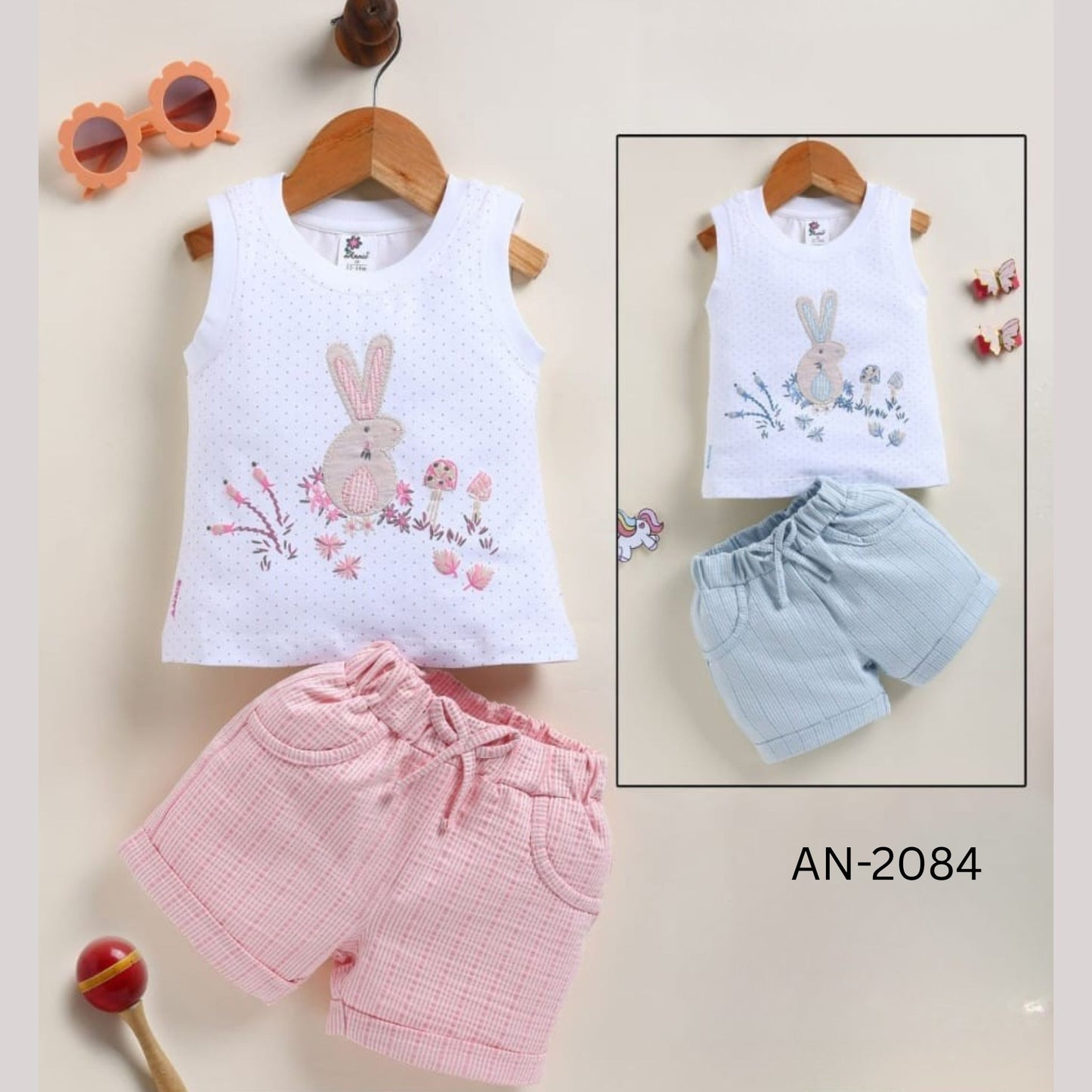 (AN-2084) Baby Girls Top and Shorts Set (3-12 months)