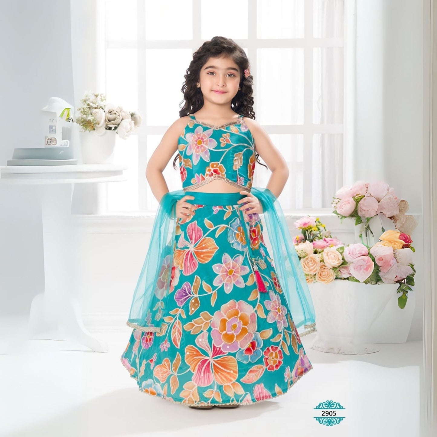 (PP-2905) Teal blue Ghagra Choli 18/24