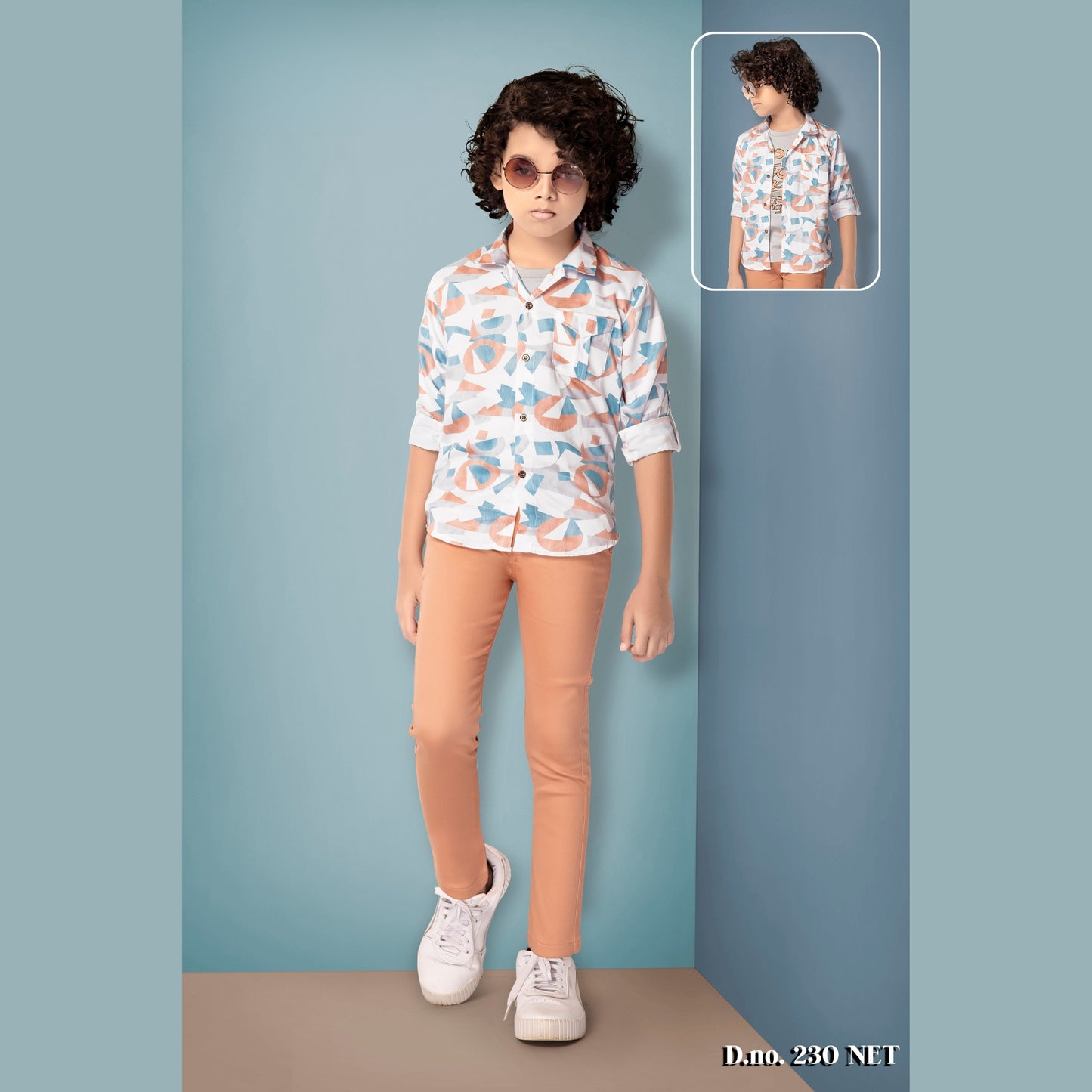 (FS-230) Boys 3 pc t shirt/shirt set 3 to 8 yrs