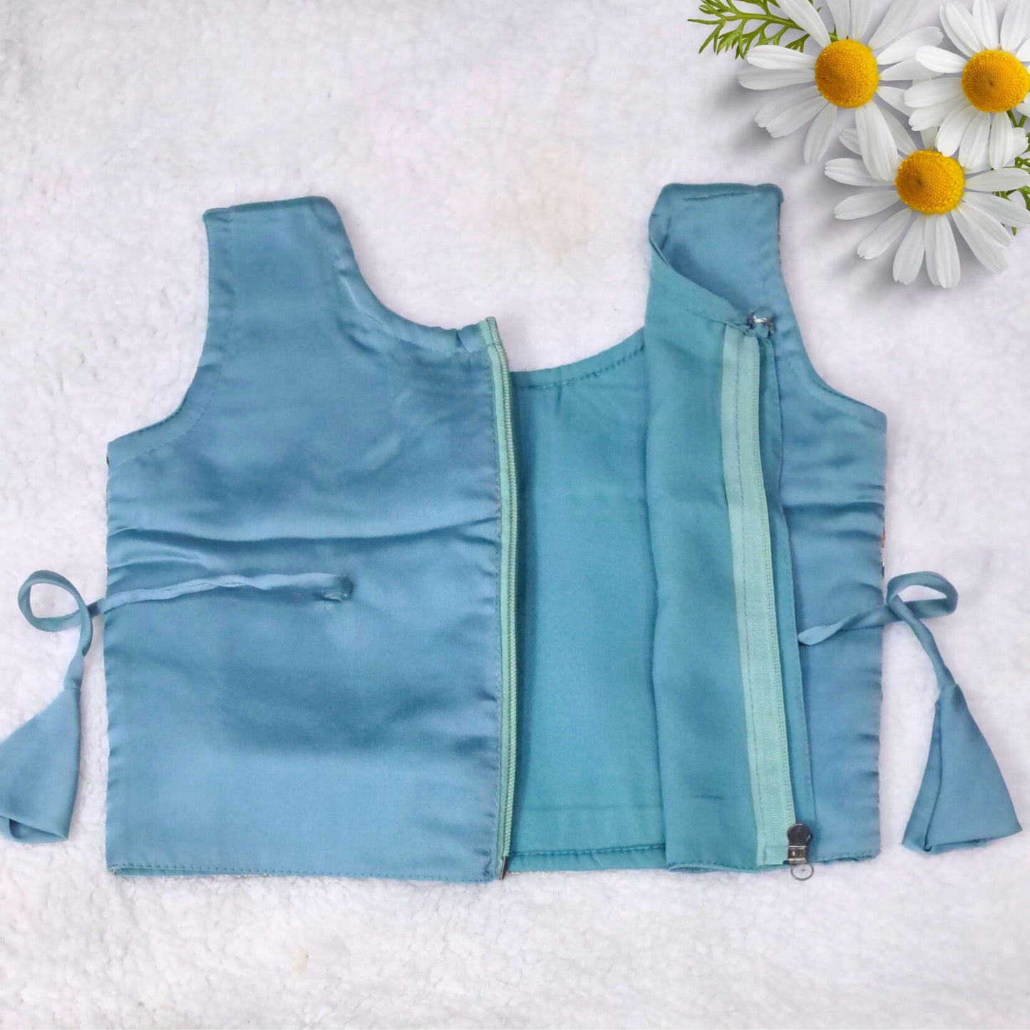 (AD-9176) Turkish Blue Pleated Rich Border Lehenga/Ghagra With Multi-color Embroidery Choli