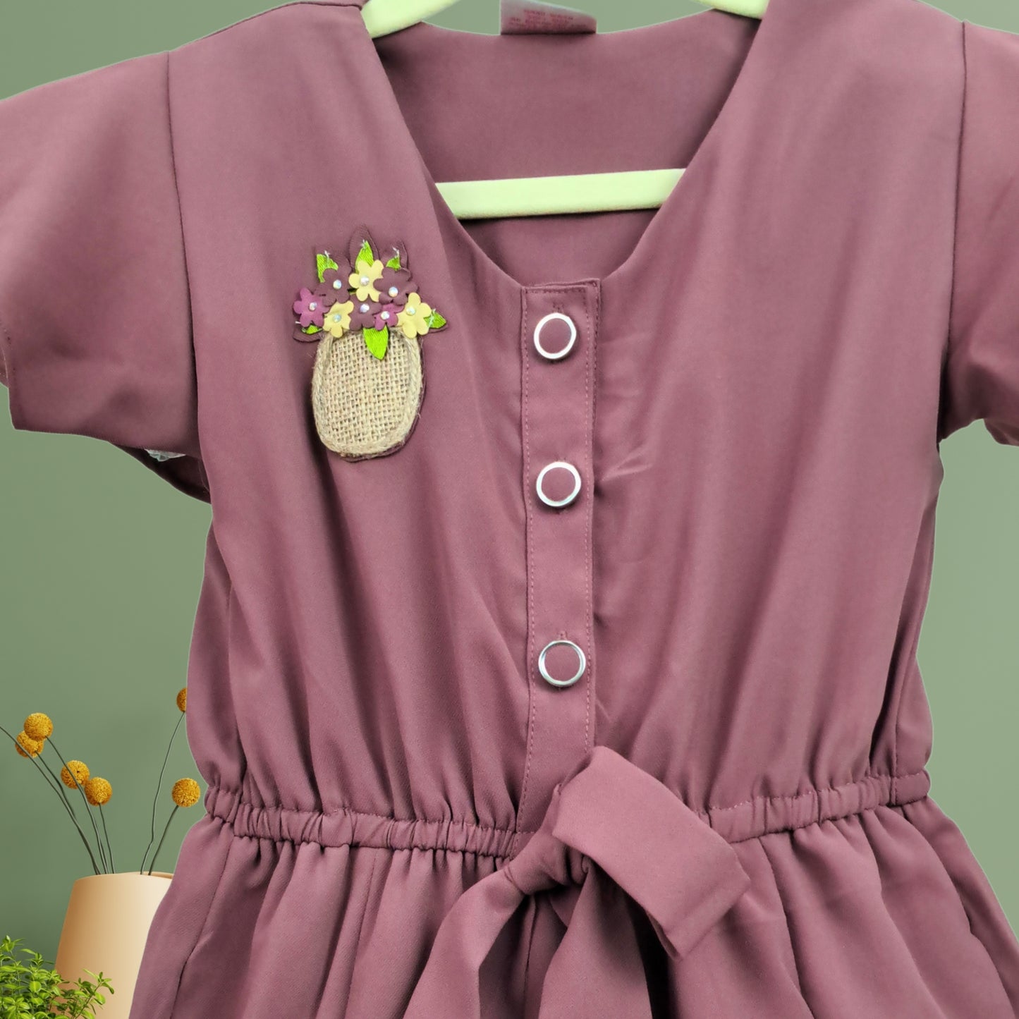 (RC-1470) Cap Sleeves Knee Length Onion Pink/Rose Gold Jumpsuit