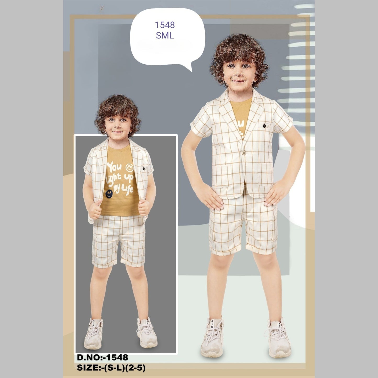 (TT-1548) Boys 3 pc t shirt blazer half/half suit 6 months up to 3 years