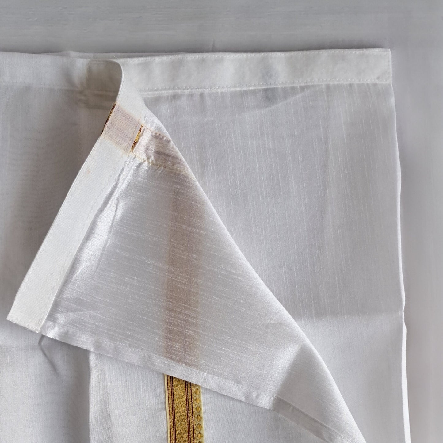 (OJ-PS1277) Mustard Yellow Cotton Silk Half Sleeves Shirt and Mundu Lungi set with Uparna/Towel