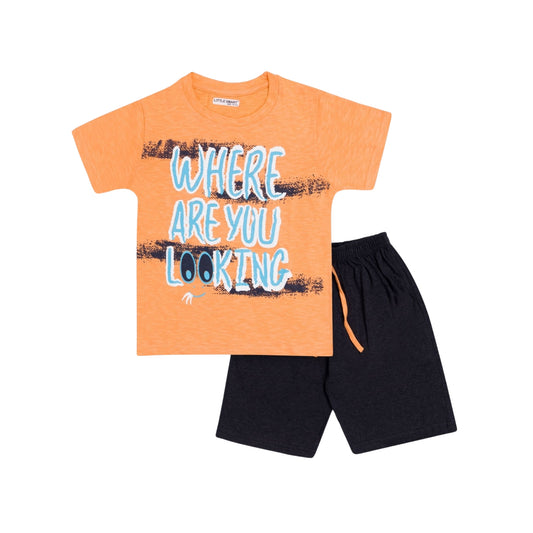 (LS-SSP-96B) H/S Tshirt Short Set (8Y-10Y-12Y)