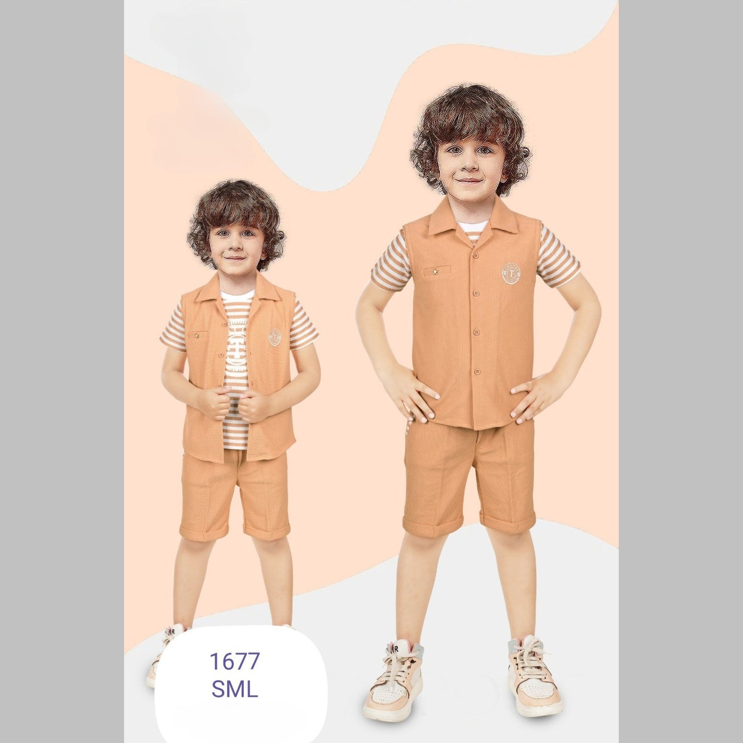 (TT-1677) Boys 3 pc t shirt jacket half/half suit 6 months up to 2 years