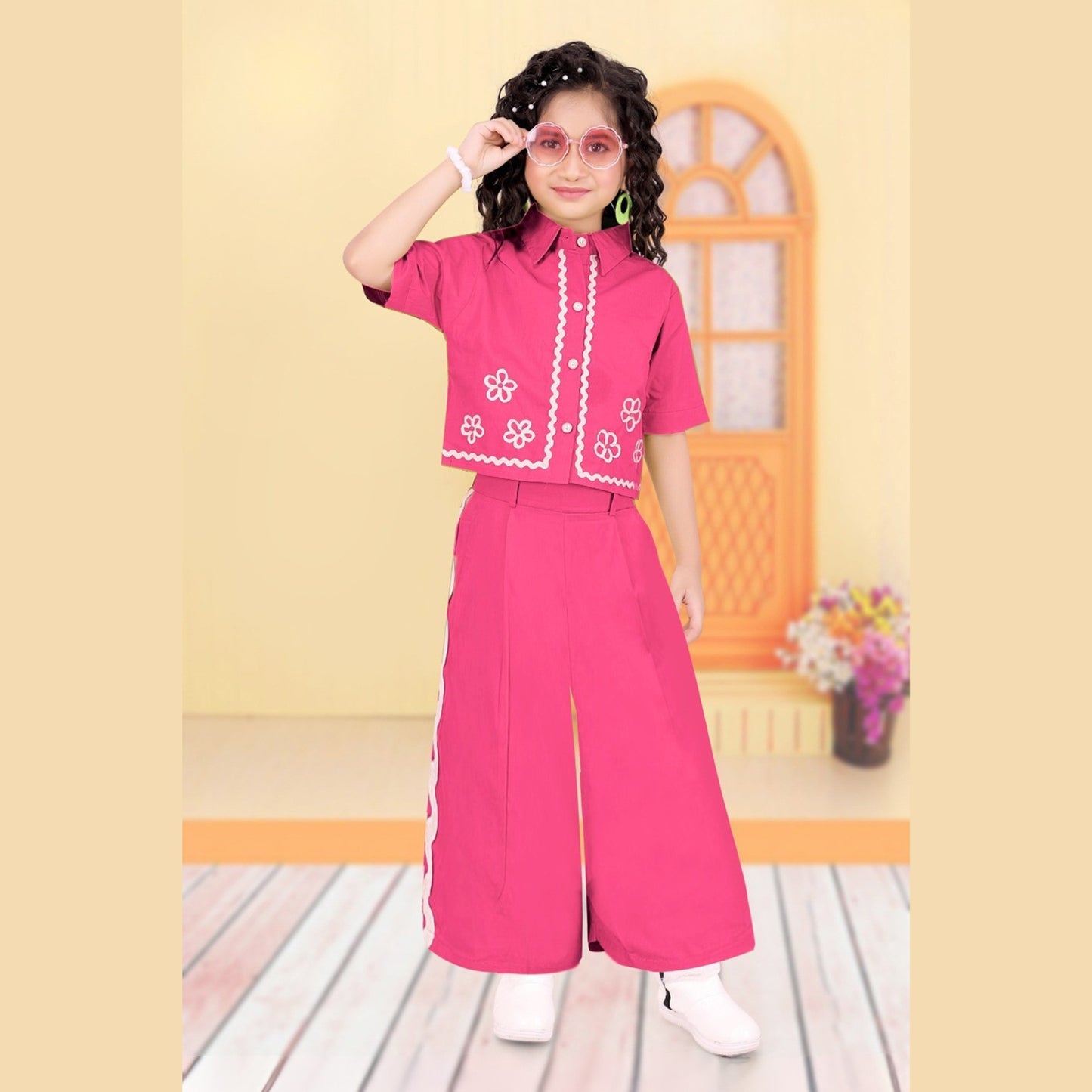 (UN4094) GIRLS TOP PALAZZO PANT SET 22/36