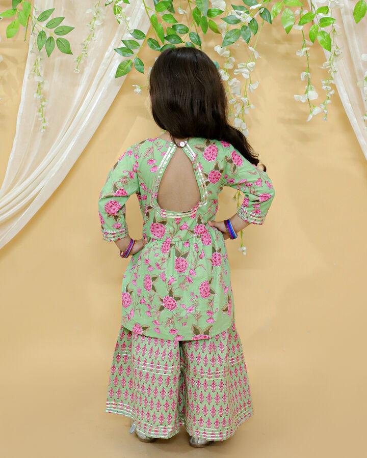 (SS-SS-1000) Tie Knot Attached Jacket Kurta and Sharara Set with Gota Patti Work