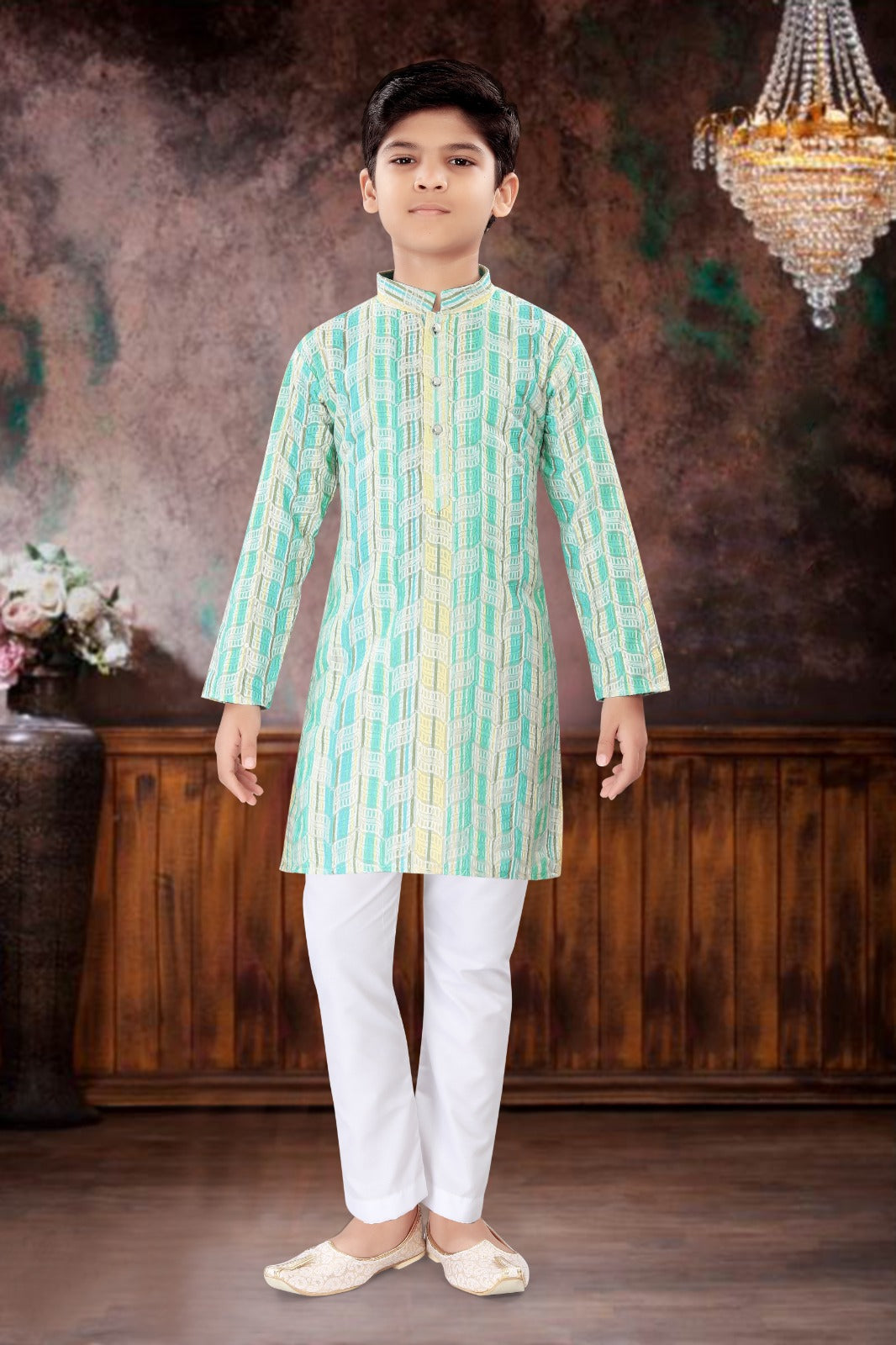 (VM-S-758-GREEN) S-758 BOYS KURTA SET 1 to 14 years