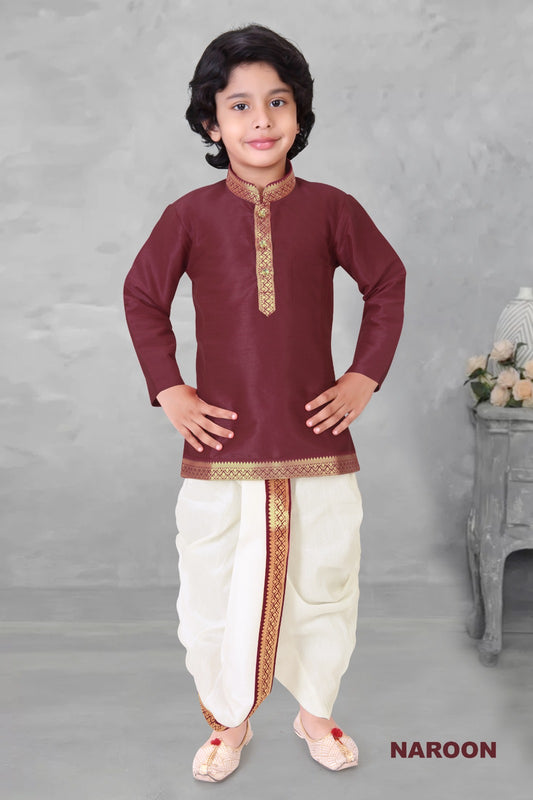(VM-V-102-MAROON) BOYS DHOTI KURTA SET 0 to 10 years
