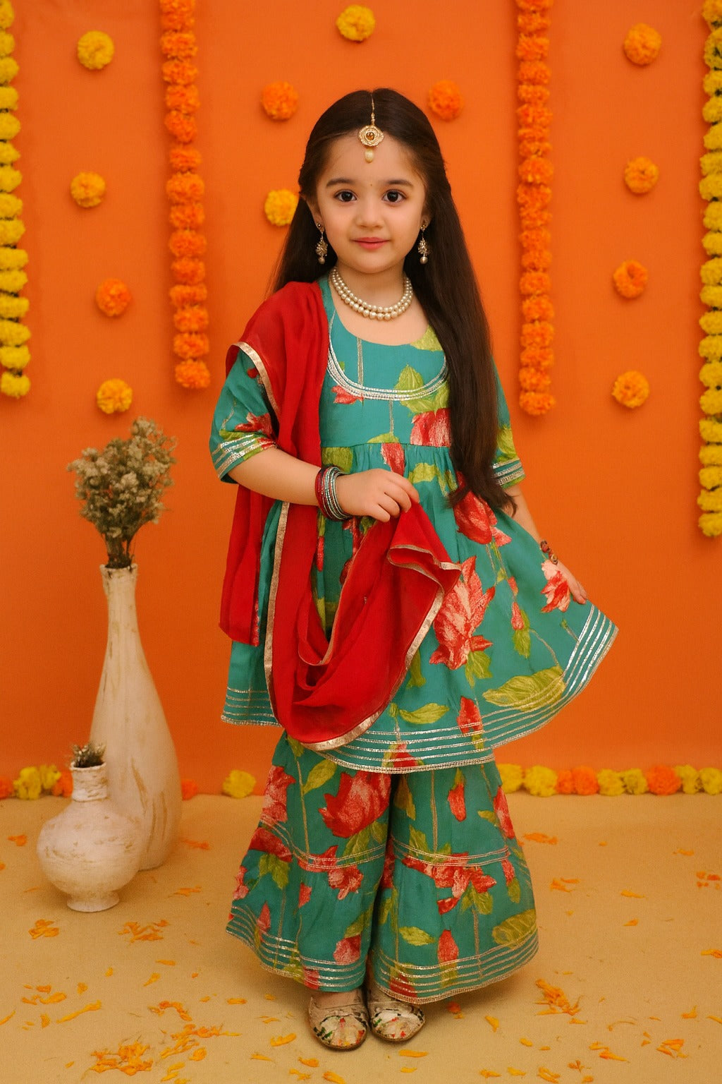 (RS-1010) Girls Sharara Top with Dupatta - 14/32