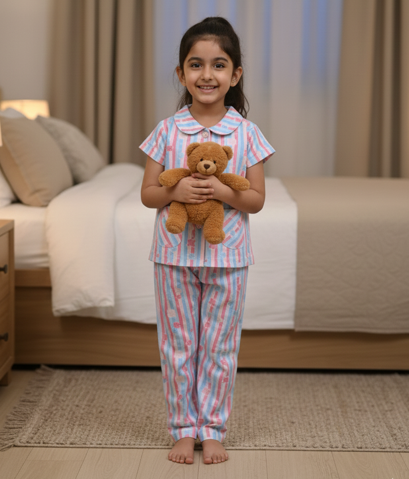 (GFNS-4273) Teddy Girls Half Sleeve Nightwear 14/18