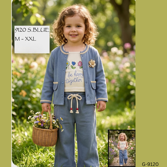 (G-9120) Girls Full/Full 3 pc Set 2 to 5 yrs
