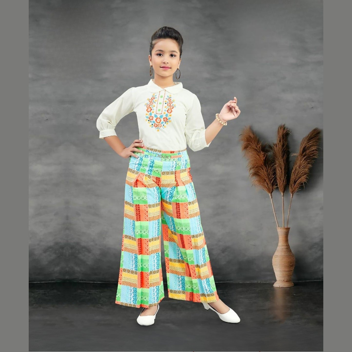 (UN516) GIRLS TOP PALAZZO PANT SET 28/40