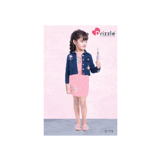 (D-174-PINK) Girls Skirt Top with Jacket 18/28