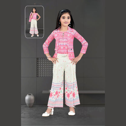 (UN527) GIRLS TOP PALAZZO PANT AND JACKET SET 24/38