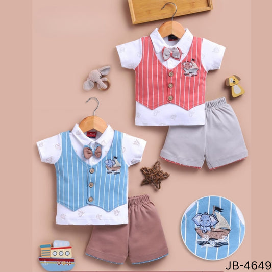 (JB-4649) BABY BOY PARTY SUIT HALF/HALF 0-2 years