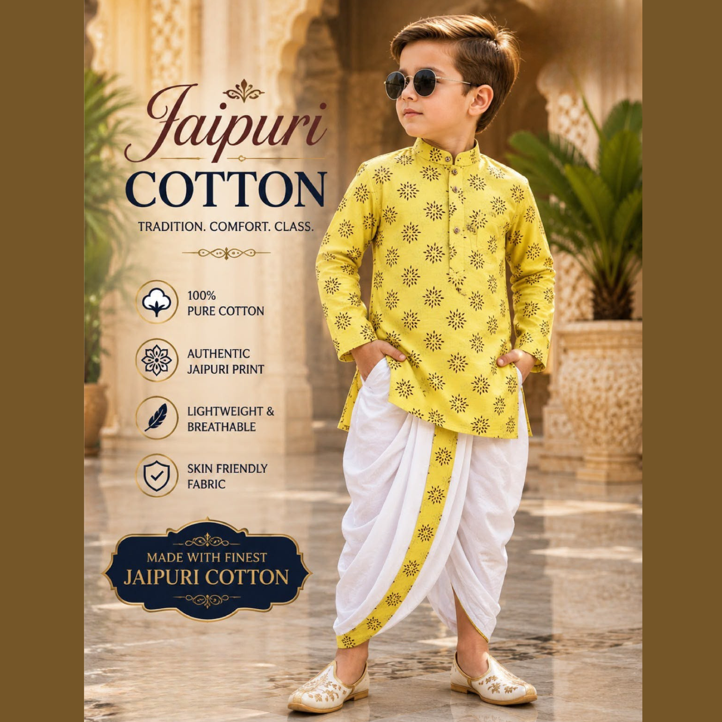 (CK-000062) BOYS JAIPURI COTTON KURTA DHOTI SET - 2 SIZE 000 to 5