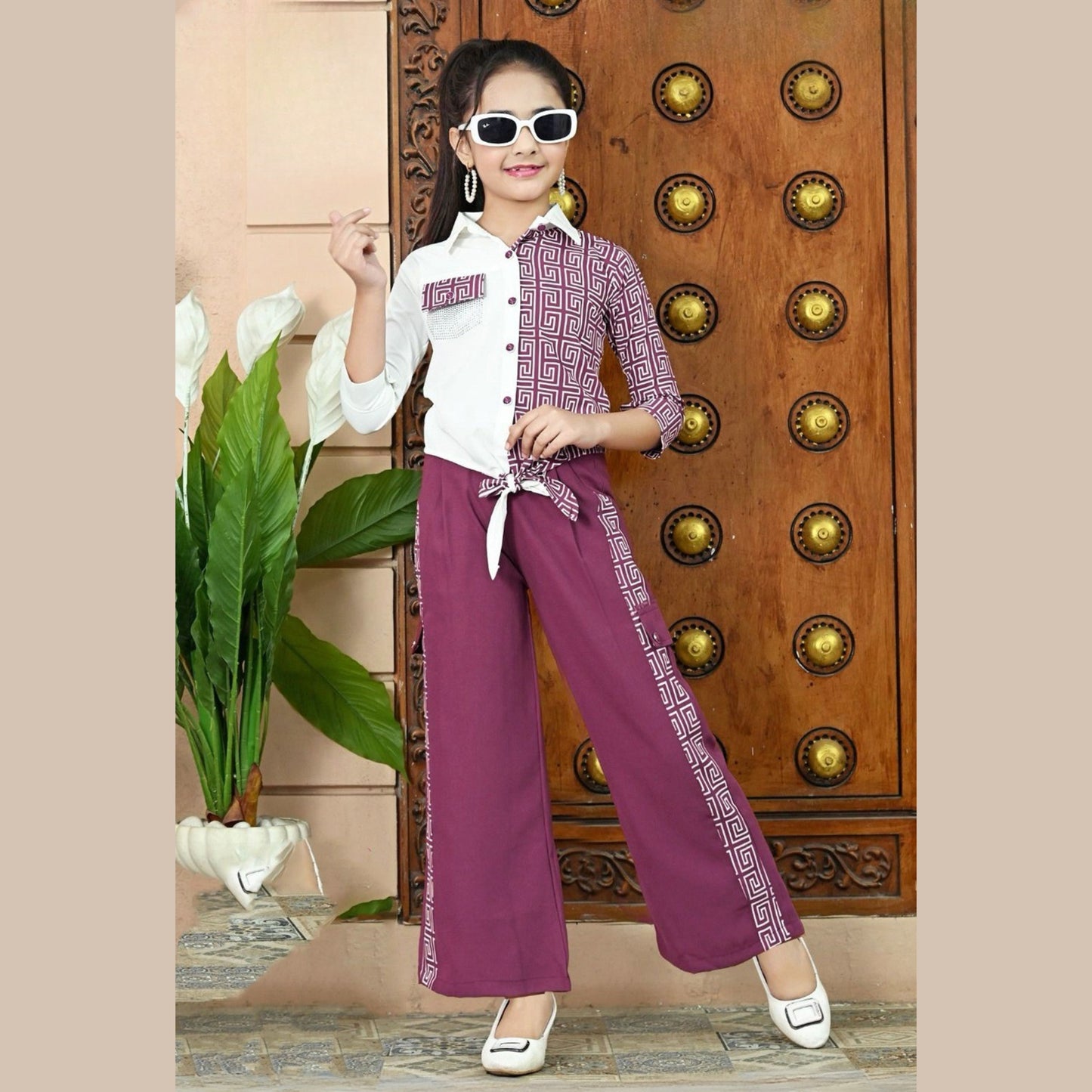 (NR4158A) GIRLS TOP PALAZZO PANT SET 32/40