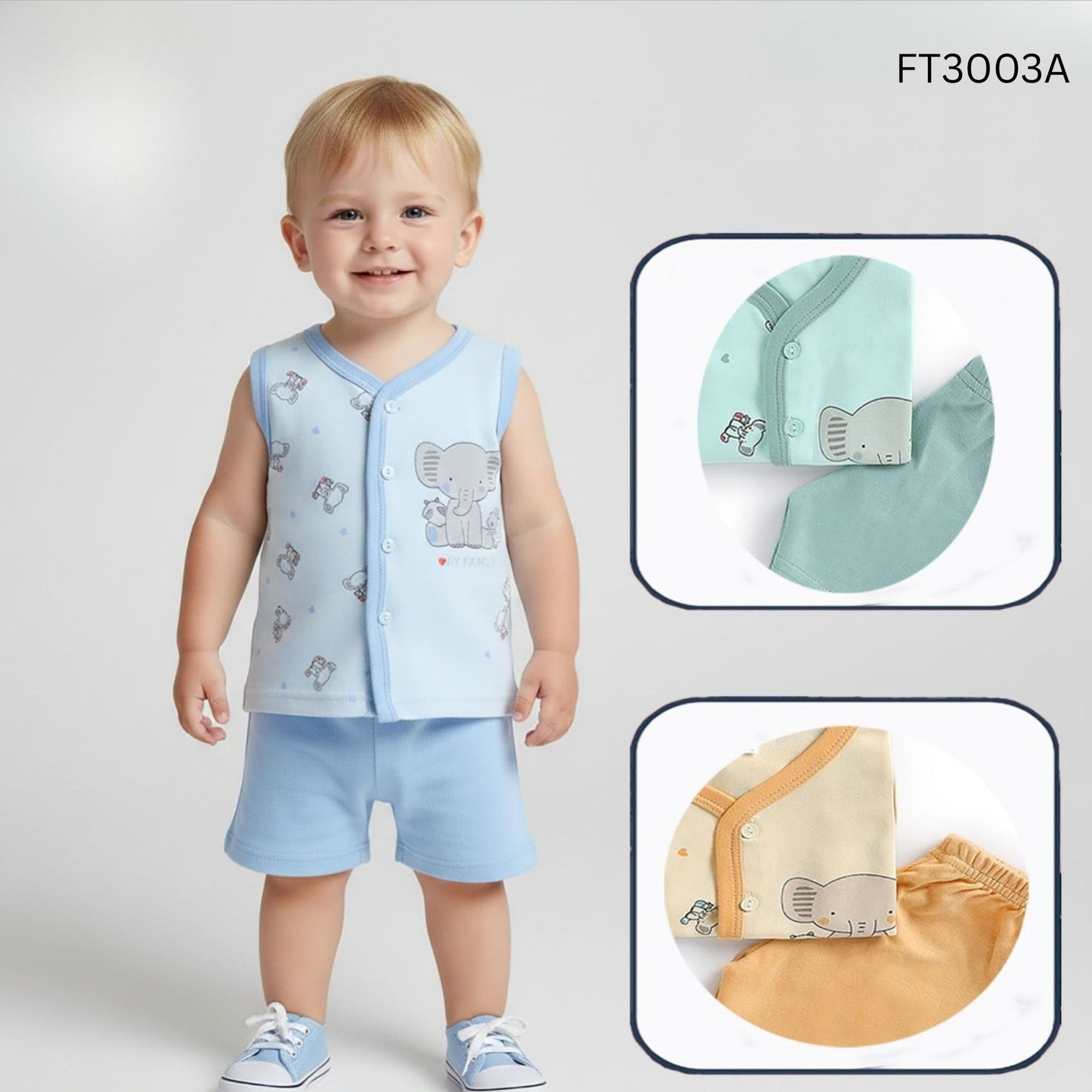 (FT3003A) BOYS S/LESS HALF SET M/L/XL