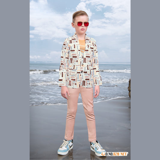 (FS-028) Boys 3 pc t shirt blazer suit 3 to 10 yrs