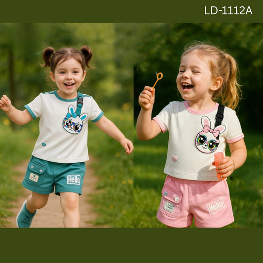 (LD1112A) GIRLS TOP SHORTS SET 16/26
