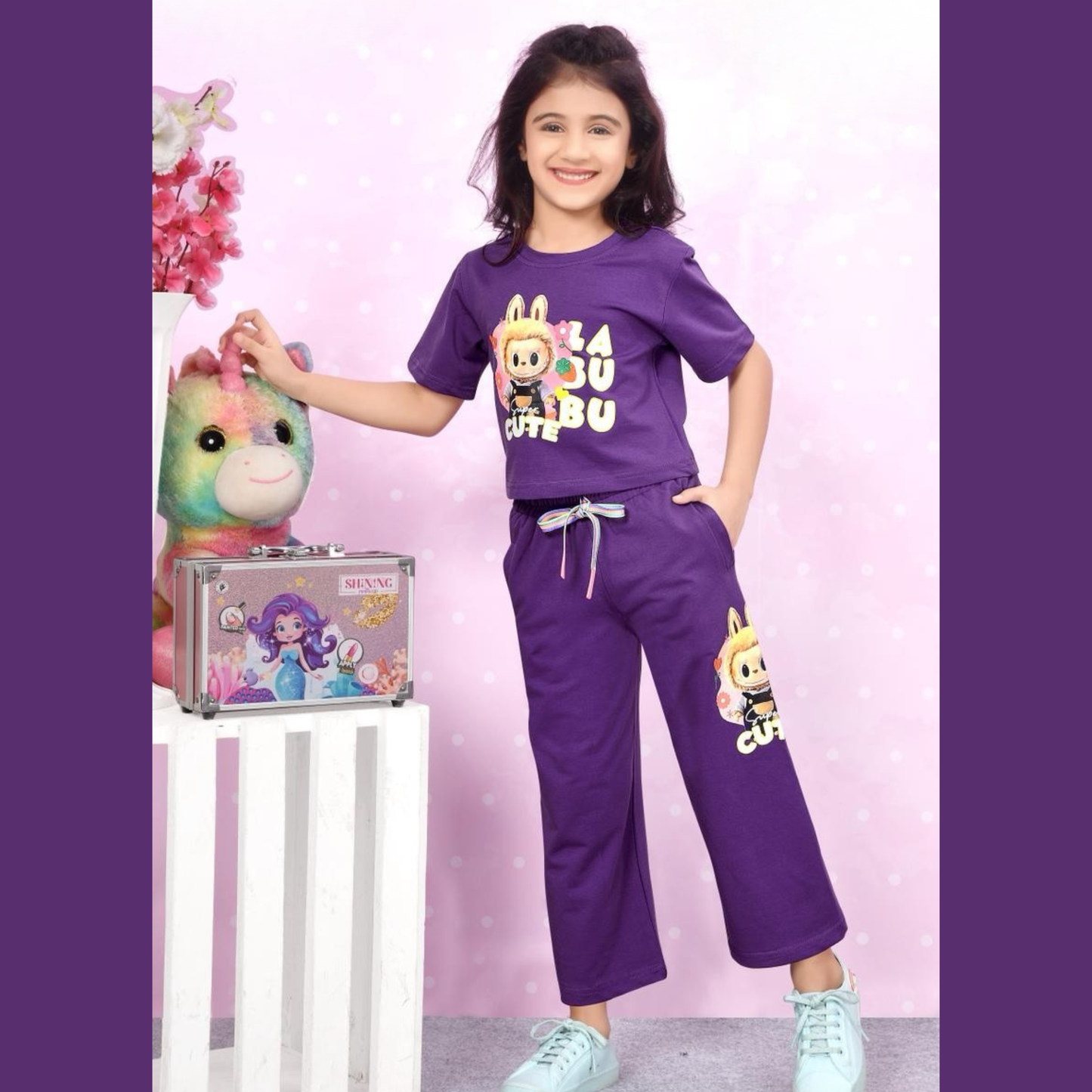 (D-638-PURLE) Girls Co-ord Set 30/38