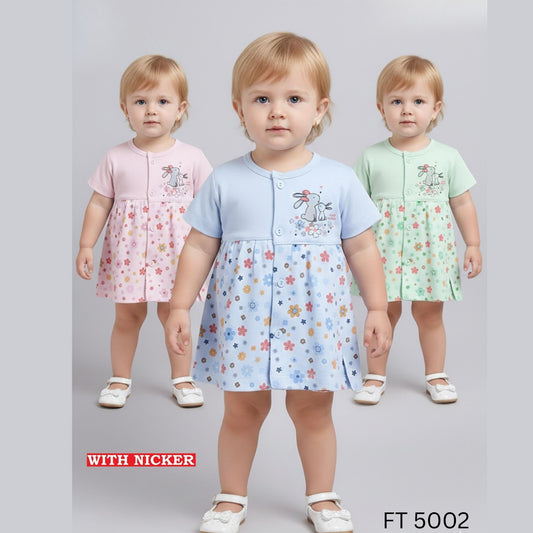 (FT5002) BABY FROCK SET S/M/L