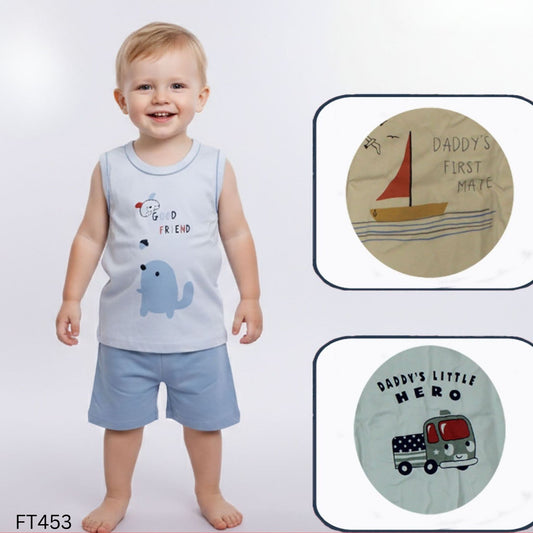 (FT453) BOYS S/LESS HALF SET M/L/XL