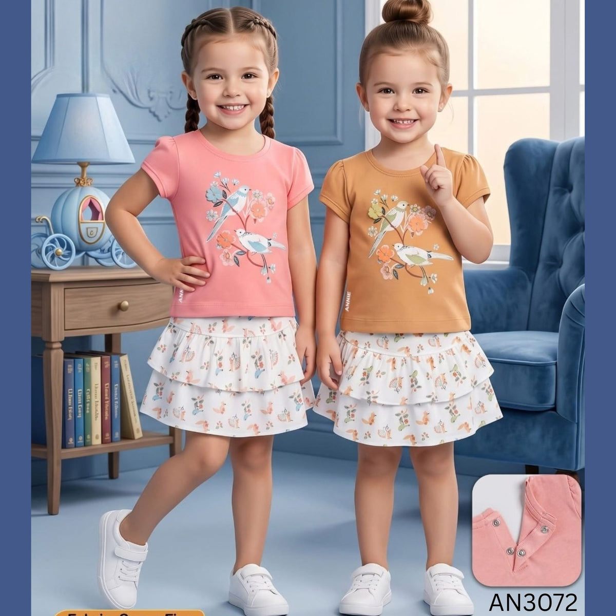 (AN-3072) Baby Girls Top and Skirt Set (3-12 months)