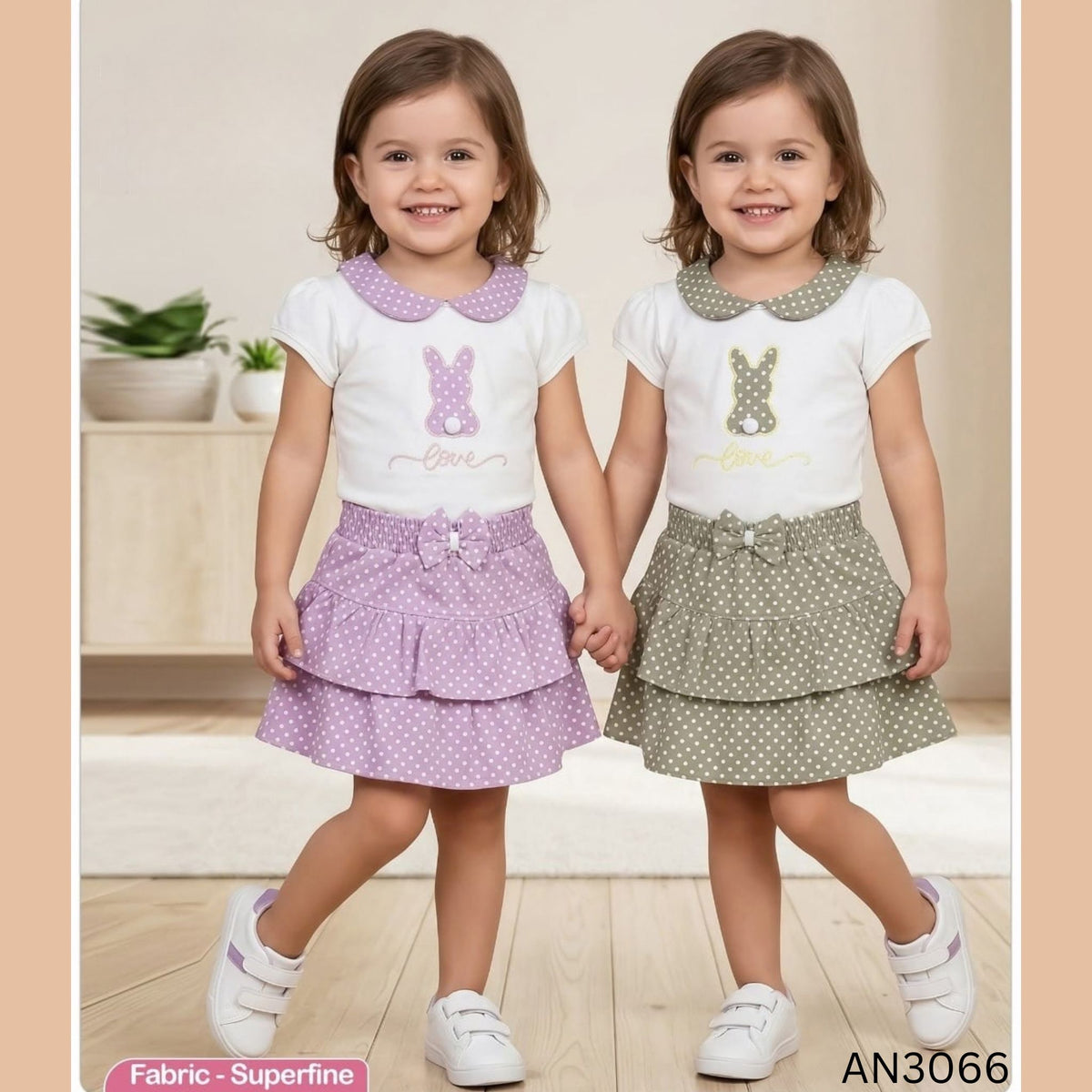 (AN-3066) Baby Girls Top and Skirt Set (3-12 months)