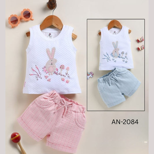(AN-2084) Baby Girls Top and Shorts Set (3-12 months)