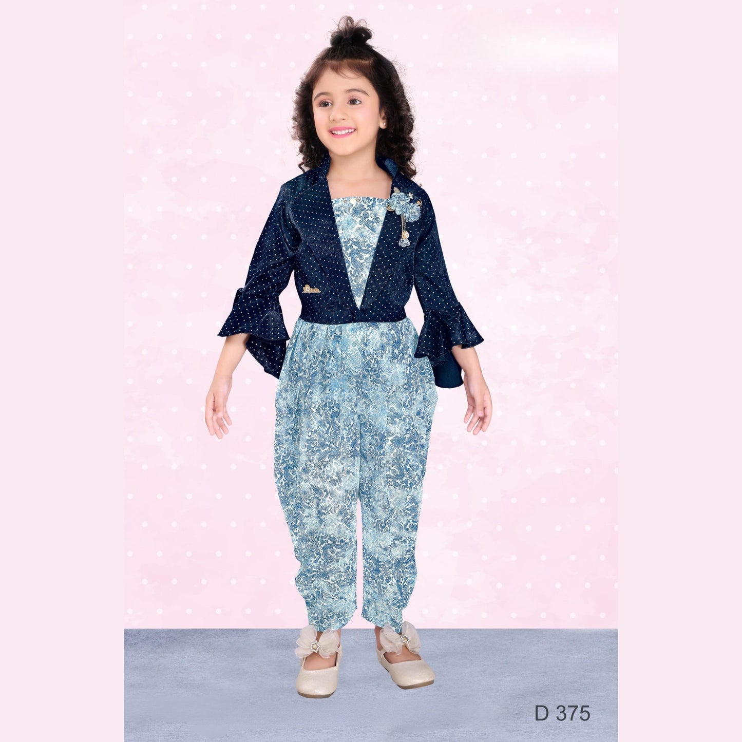 (D-375) Girls Dhoti Jacket Set 18/38