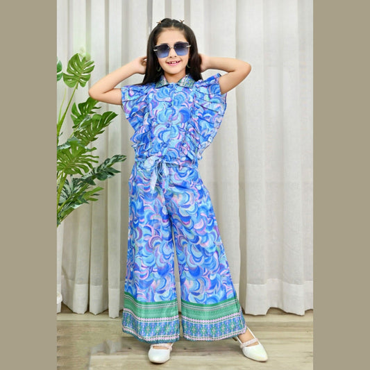 (CM1241) GIRLS TOP PALAZZO PANT SET 24/34