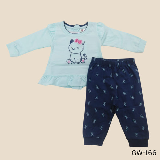 (GW-166) Baby Girls Top and Pant Full/Full Set (NB)