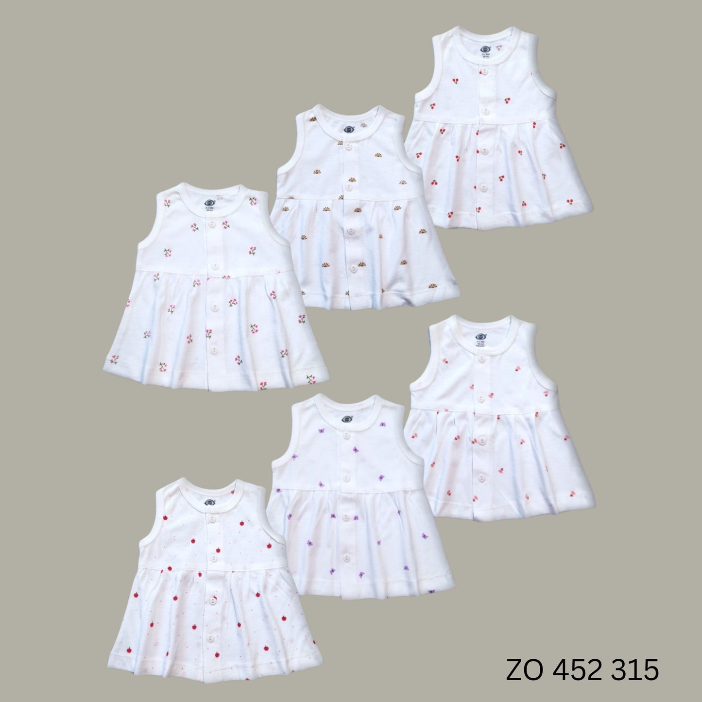 (ZO452) BABY FROCK 3 PCS SET NB (0-1 MONTH)