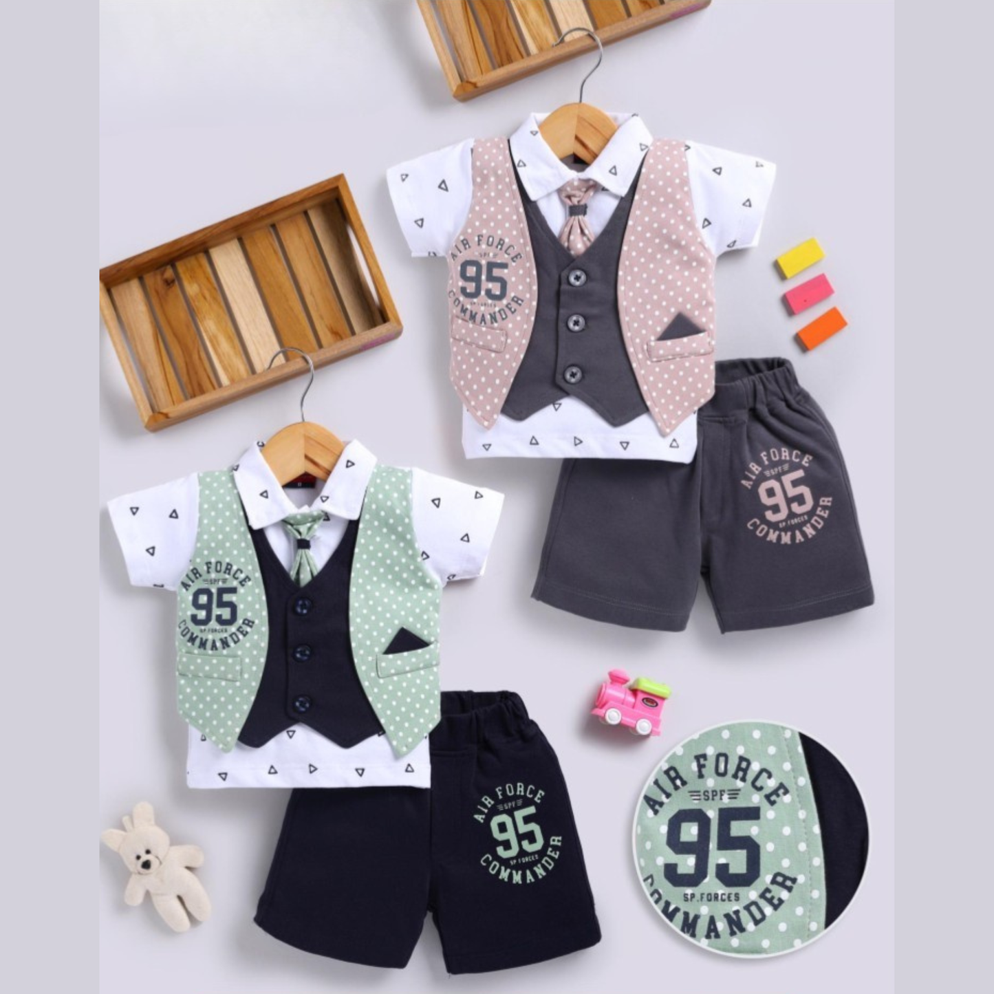 (JB-4686) BABY BOY PARTY SUIT HALF/HALF 0-2 years